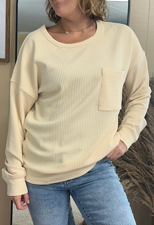 The Brittany Ribbed Long Sleeve Top | Cream