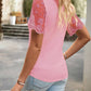 The Shawna Lace Short Sleeve Casual Top | Pink | Sizes S-2XL