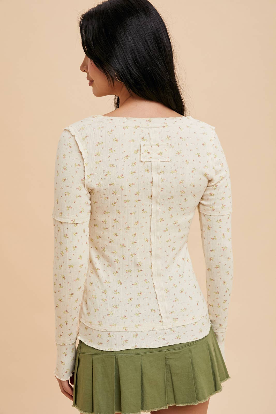 The Baylee Floral Cotton Long Sleeve Top | Vintage Cream | Sizes S-L