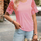 The Shawna Lace Short Sleeve Casual Top | Pink | Sizes S-2XL