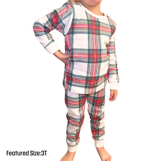 Toddler/Kid Holiday Tartan Checkered Pajamas | Size 12M-12Y