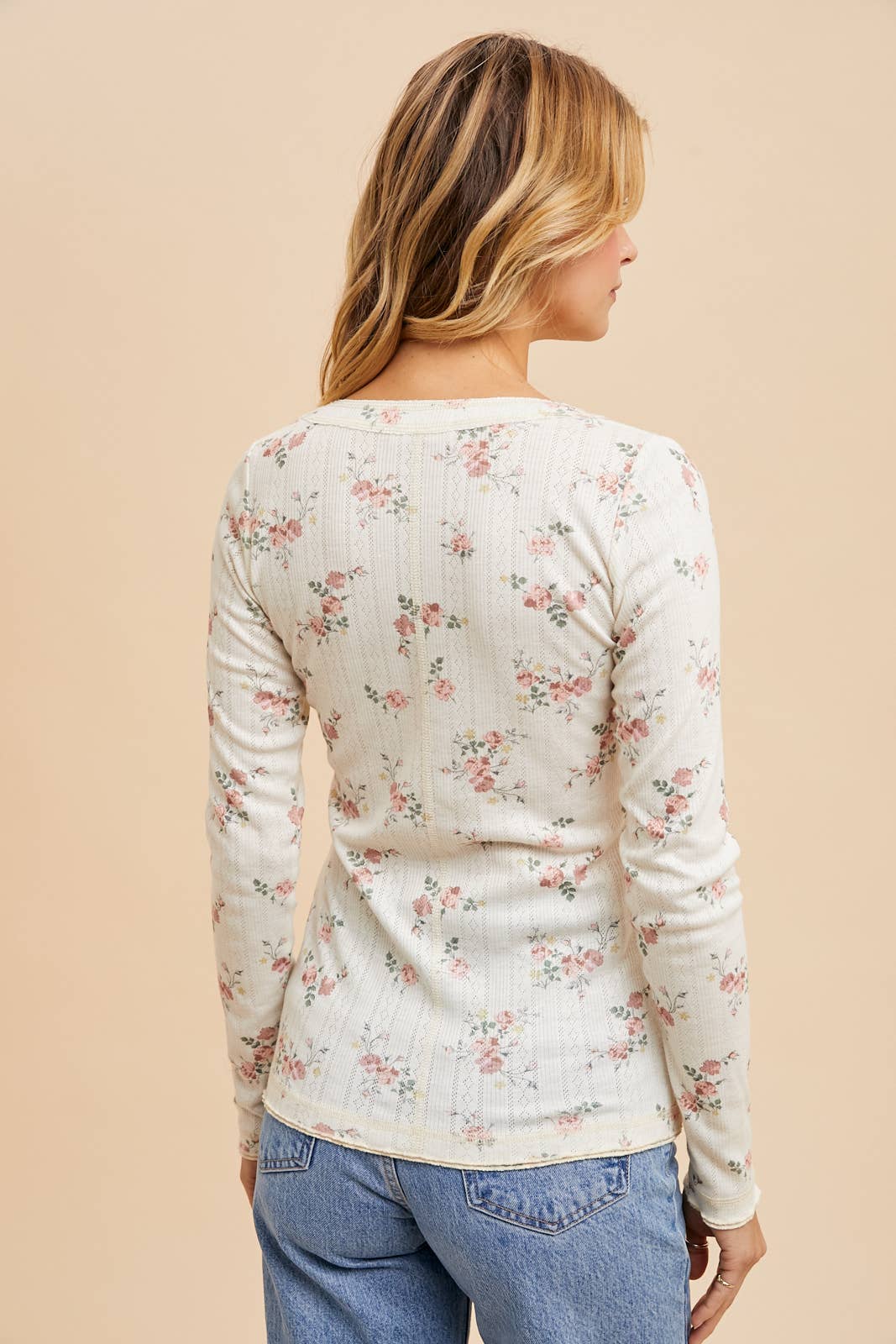 The Liz Floral Snap Down Long Sleeve Top | Dusty Rose | Sizes S-L