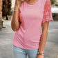 The Shawna Lace Short Sleeve Casual Top | Pink | Sizes S-2XL