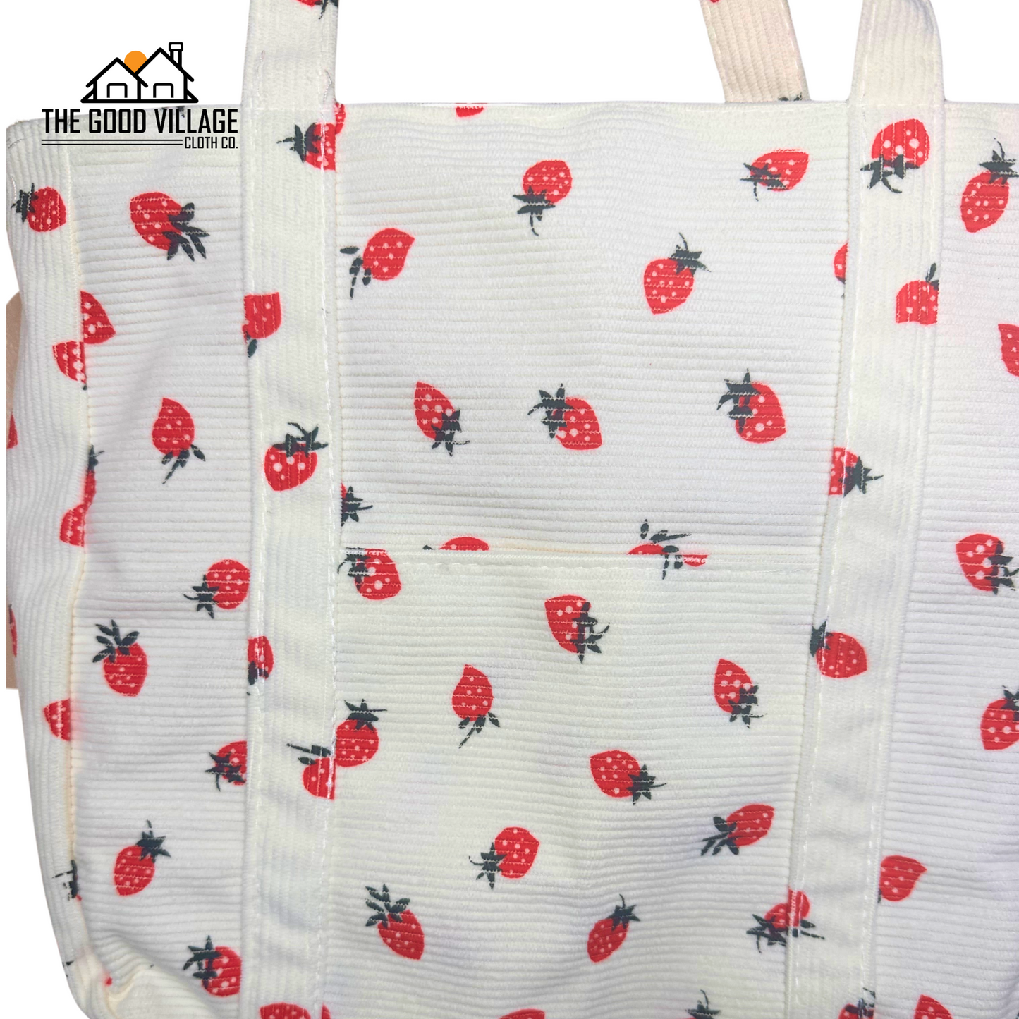 Strawberry Corduroy Tote Bag