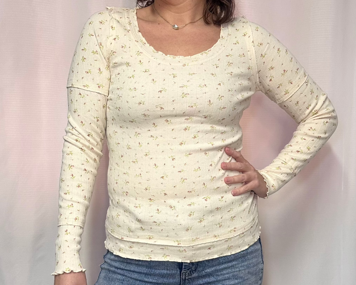 The Baylee Floral Cotton Long Sleeve Top | Vintage Cream | Sizes S-L