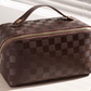 Fold Open Travel Bag | Checkered Brown