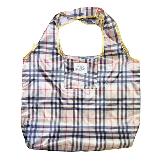 Reusable Grocery Bag | Neutral Plaid